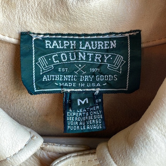 Vintage Ralph Lauren Country Beaded Fringe Tan Leather Jacket M - Picture 2 of 7